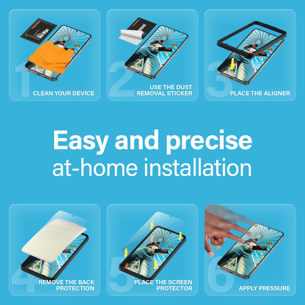 Samsung Galaxy S25 PanzerGlass Alt-i-ett-skjermbeskytter Ultra Wide Fit m. Easy Aligner - Gjennomsiktig