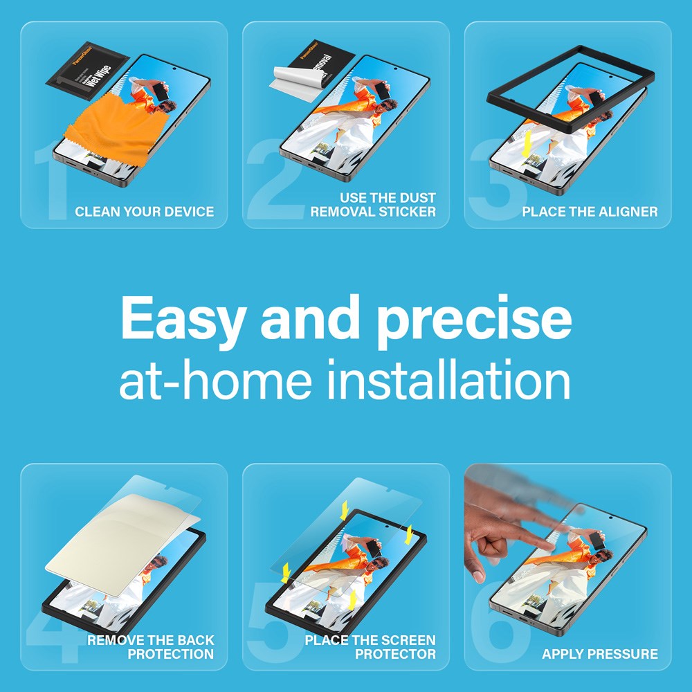 Samsung Galaxy S25 Ultra PanzerGlass Alt-i-ett-skjermbeskytter Ultra Wide Fit m. Easy Aligner - Gjennomsiktig