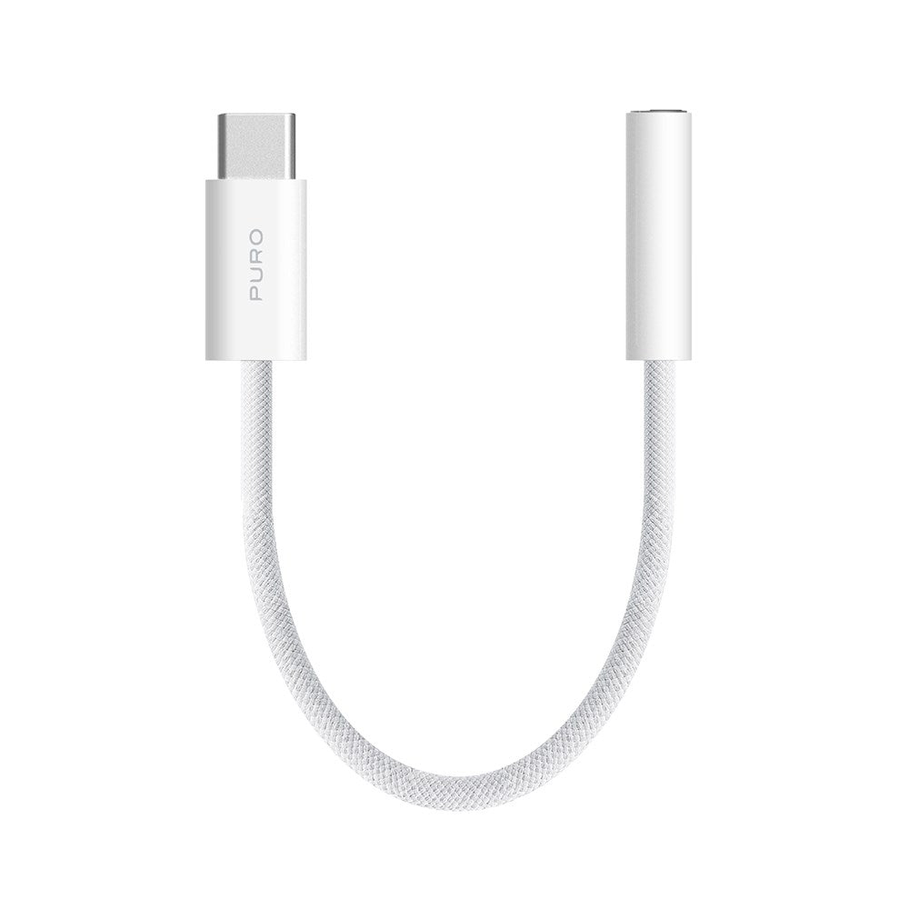 Puro Slitesterk USB-C til 3,5 mm-adapter med flettet design - 15 cm - Hvit