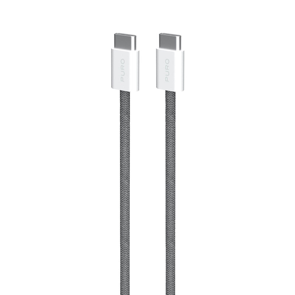 Flettet Puro USB-C-kabel - 1,5 m, 60 W strømforsyning, 480 Mbps - Grå