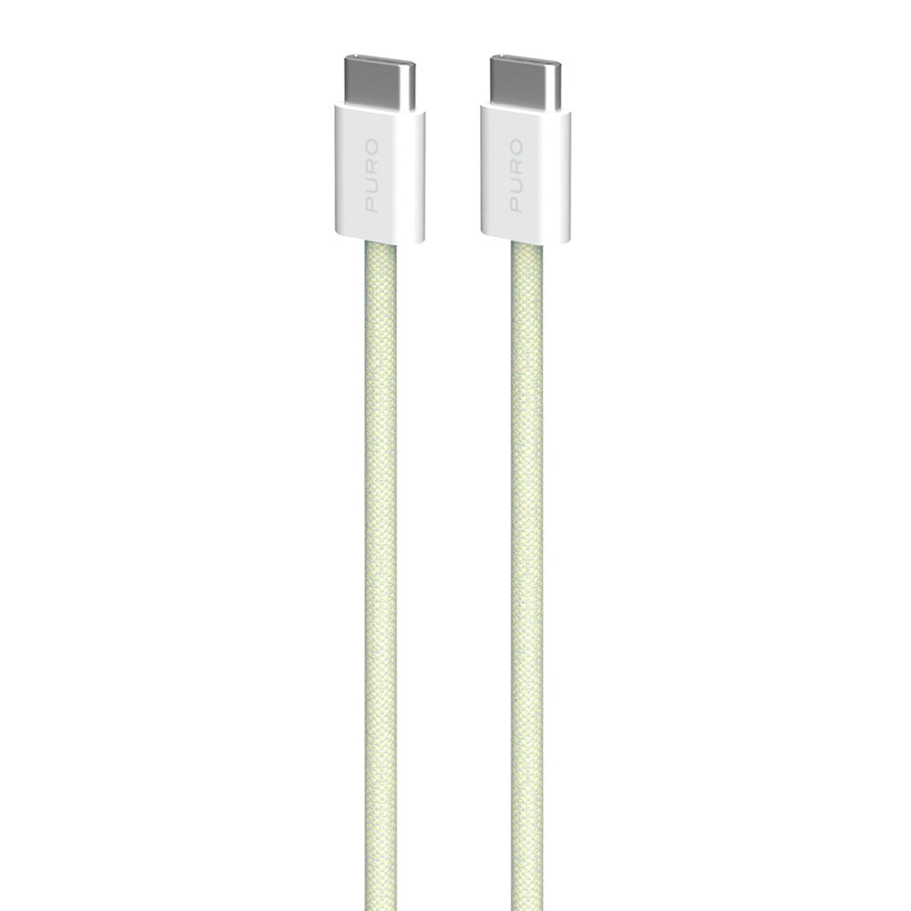 Flettet Puro USB-C-kabel - 1,5 m, 60 W strømforsyning, 480 Mbps - gul