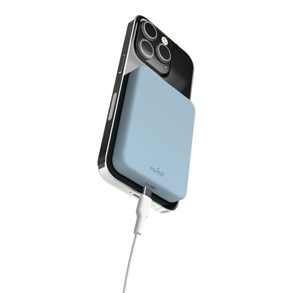 Puro Mini Power Mag 15W trådløs Powerbank 4200 mAh w. USB-C-kontakt - MagSafe-kompatibel - Lyseblå