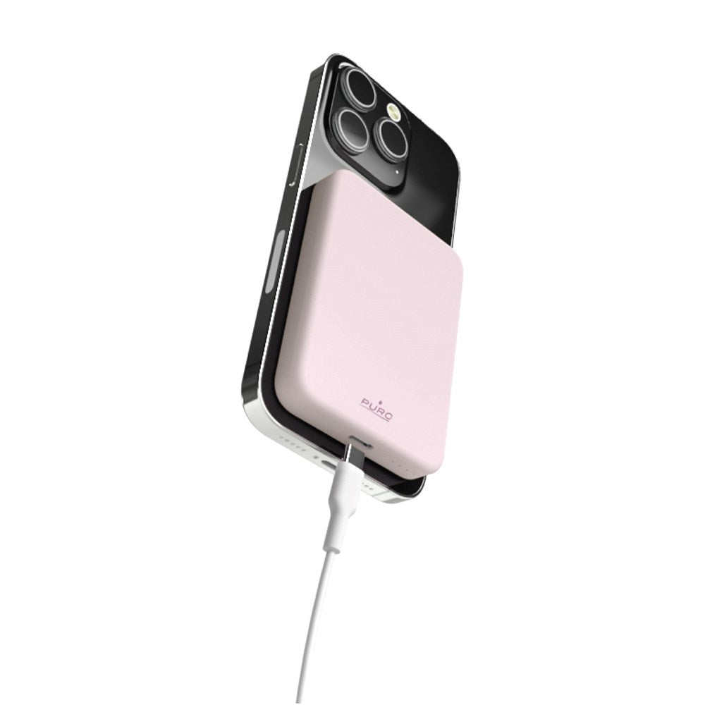 Puro Mini Power Mag 15W trådløs Powerbank 4200 mAh w. USB-C-kontakt - MagSafe-kompatibel - Rosa