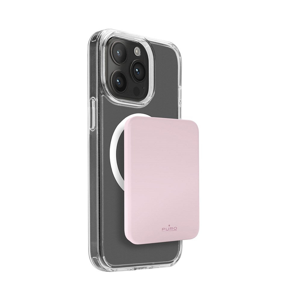 Puro Mini Power Mag 15W trådløs Powerbank 4200 mAh w. USB-C-kontakt - MagSafe-kompatibel - Rosa