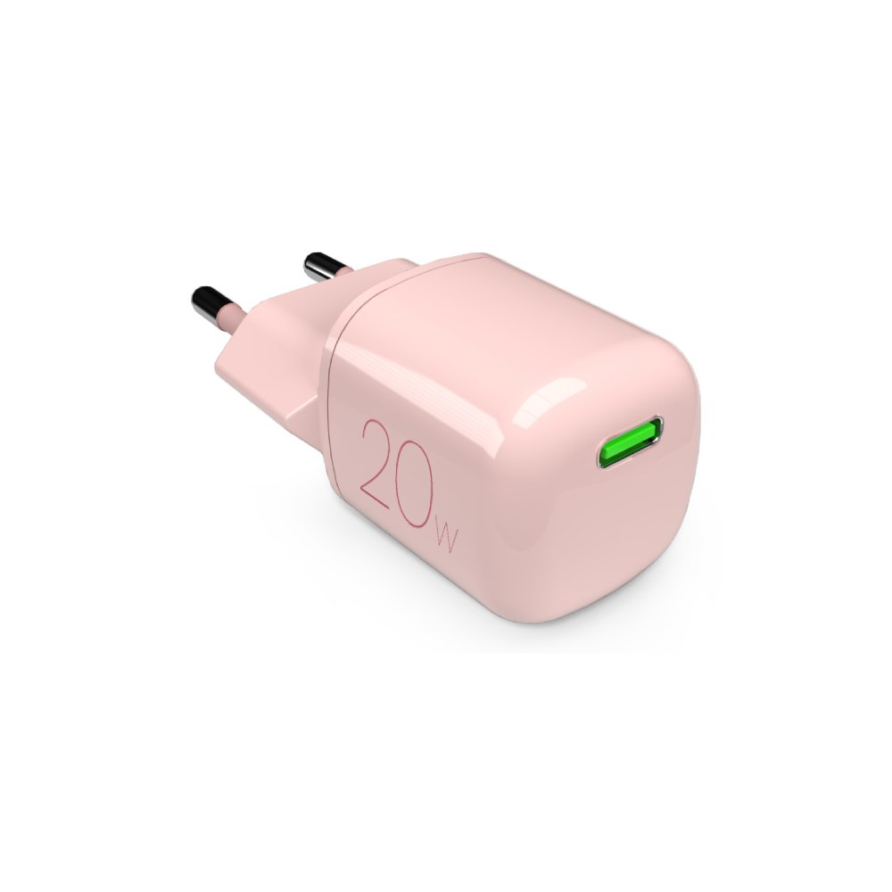 Puro Vegglader GaN 20W med USB-C-port - Rosa