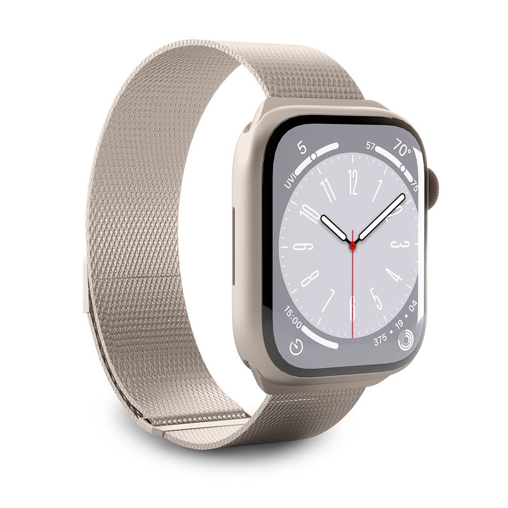 Apple Watch (42/44/SE/45/46/49 mm) Puro MILANESE klokkerem i rustfritt stål - Champagne