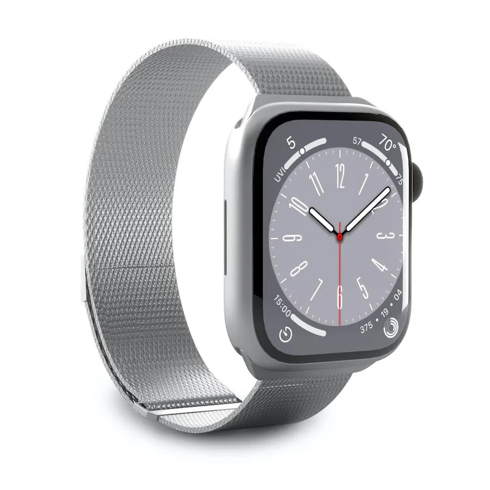 Apple Watch (42/44/SE/45/46/49 mm) Puro MILANESE klokkerem i rustfritt stål - Argento