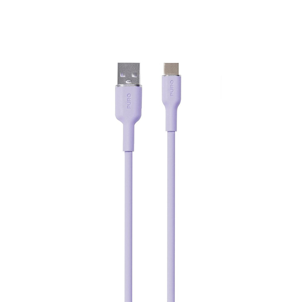USB-A til USB-C Kabel - PURO Soft 1.5m - Lilla