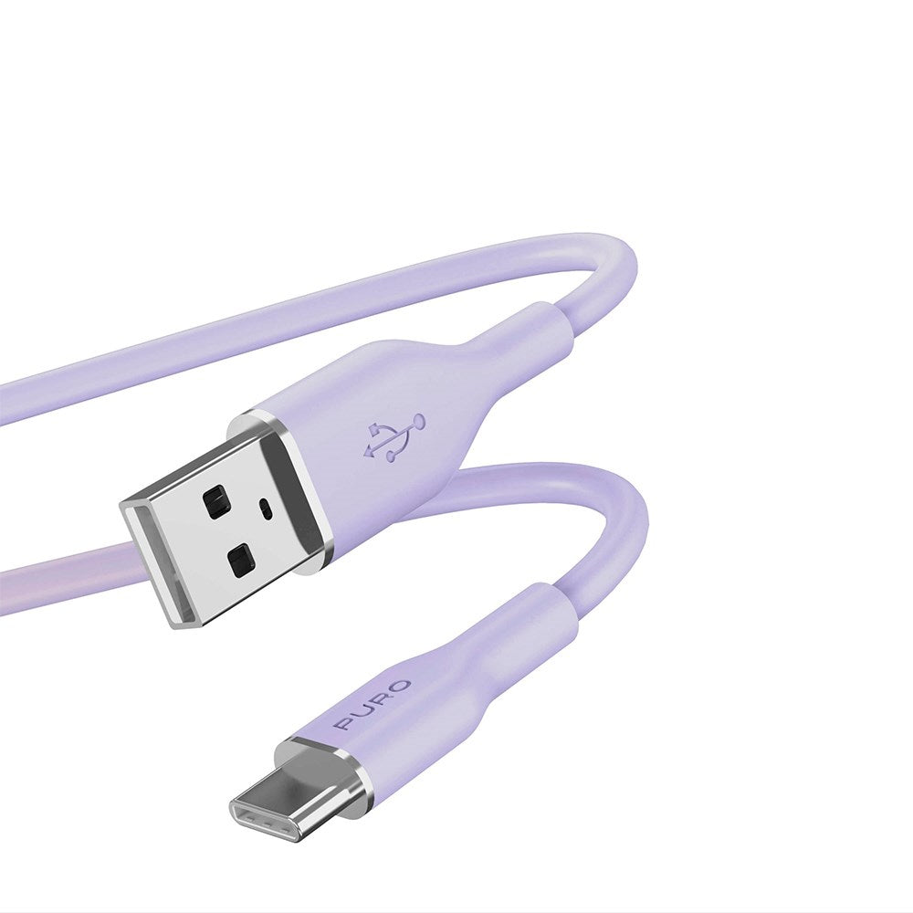USB-A til USB-C Kabel - PURO Soft 1.5m - Lilla