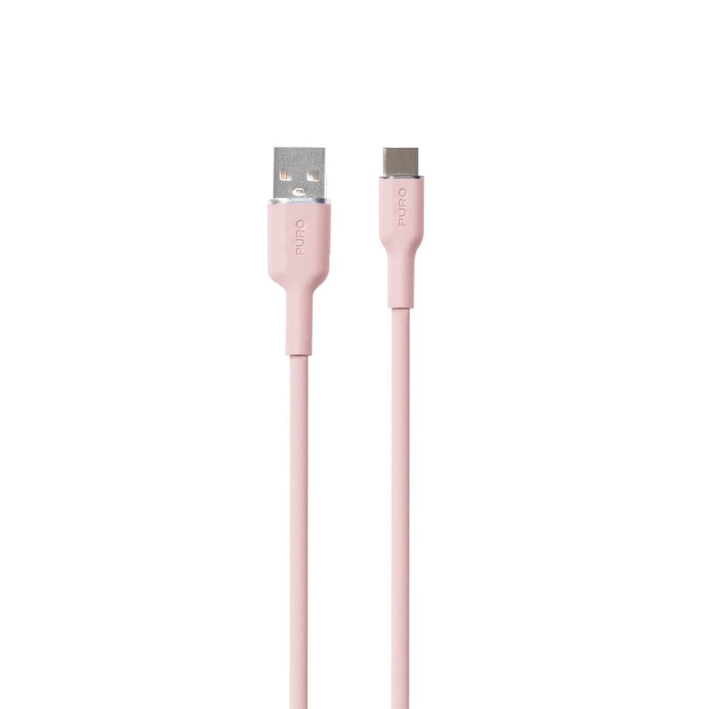 USB-A til USB-C-kabel - PURO Soft 1,5m - Rosa