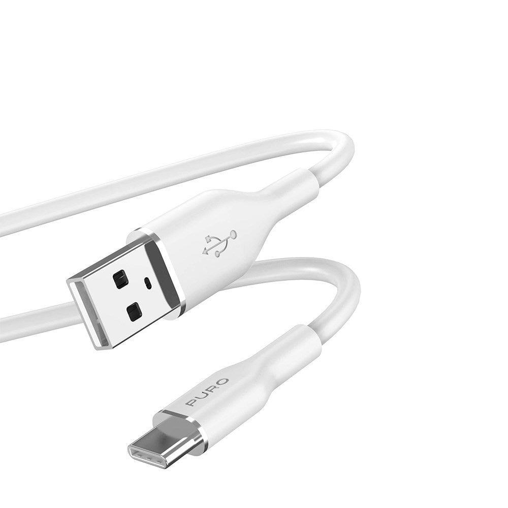 USB-A til USB-C-kabel - PURO Soft 1,5m - Hvit