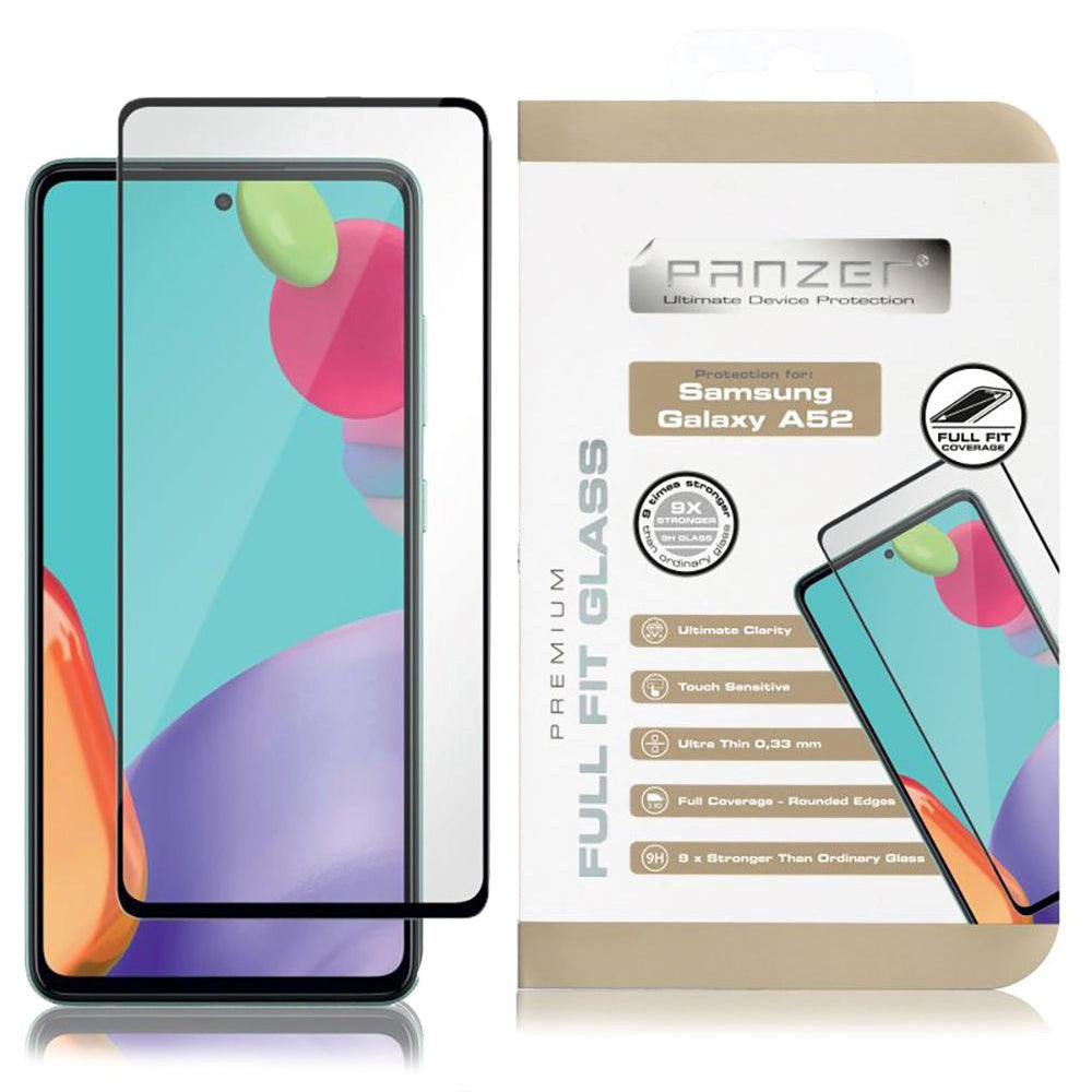Samsung Galaxy A52s (5G) / A52 5G PANZER Premium Full-Fit-glass - svart ramme
