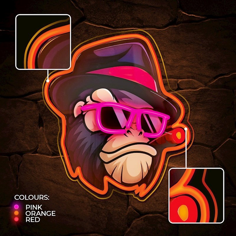 Forever Light ART LED Neon Light - Gangster Monkey