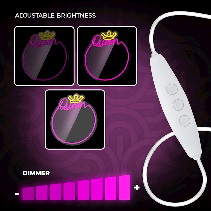 Forever Light LED-speil med neonlys - "Queen"