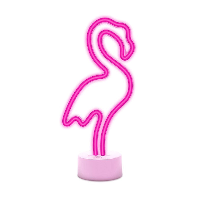 Forever Light Neon dekorasjon m. Fot LED - Rosa lys m. Flamingo