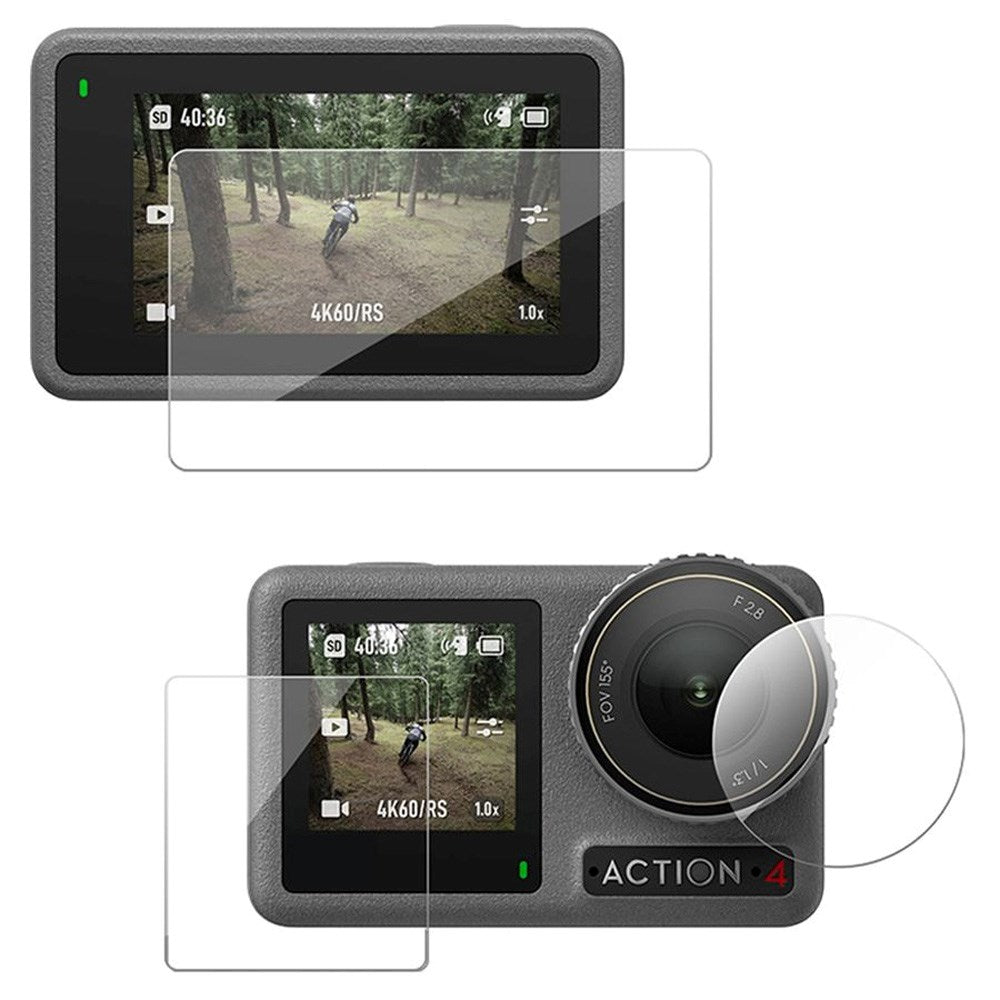 TELESIN Hærdet Beskyttelsesglas til DJI Osmo Action 3 / 4 - Gennemsigtig