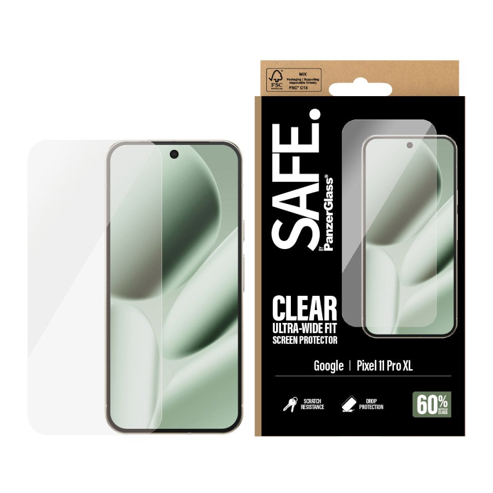 Google Pixel 11 Pro XL - SAFE by PanzerGlass Ultra-Wide Fit m. EasyAligner - Skærmbeskyttelse - Gennemsigtig