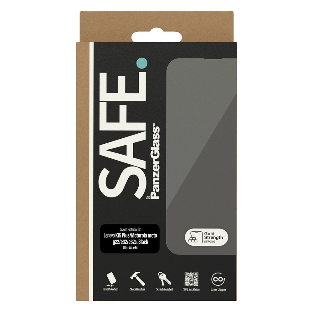 Motorola Moto G22 Safe By PanzerGlass™ Edge-to-Edge Fit Skærmbeskyttelsesglas - Case Friendly - Gold Strength - Gennemsigtig