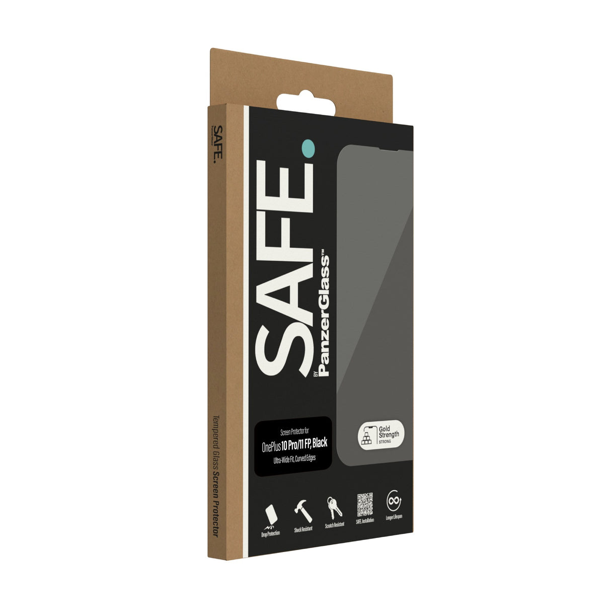 OnePlus 10 Pro / 11 Safe By PanzerGlass™ Ultra-Wide Fit skjermbeskytterglass - Veskevennlig - Gullstyrke - Svart kant