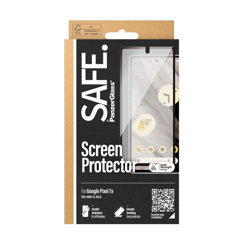 BULK - SAFE by PanzerGlass® 2-i-1-pakke Google Pixel 7A - Skjermbeskytter og TPU-deksel - Gjennomsiktig / svart kant