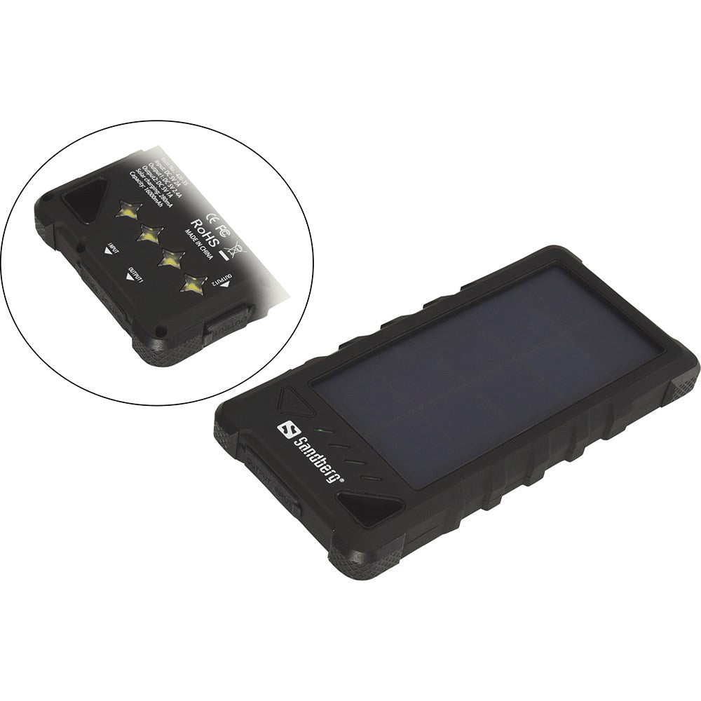 Sandberg 17W Solar Outdoor Waterproof PowerBank 16000mAh - Sort