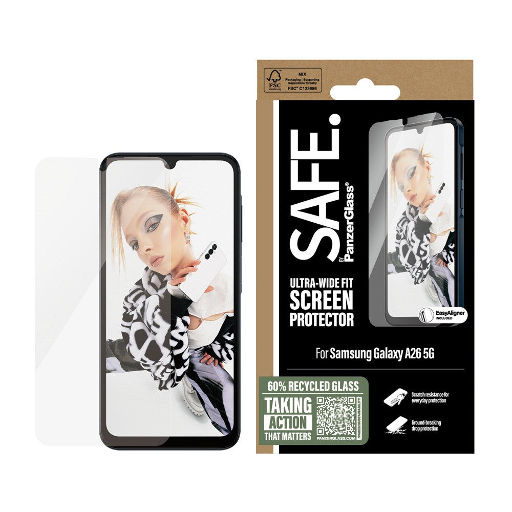Samsung Galaxy A26 (5G) - SAFE by PanzerGlass - Ultra-Wide Fit skjermbeskytter - med EasyAligner - Gjennomsiktig