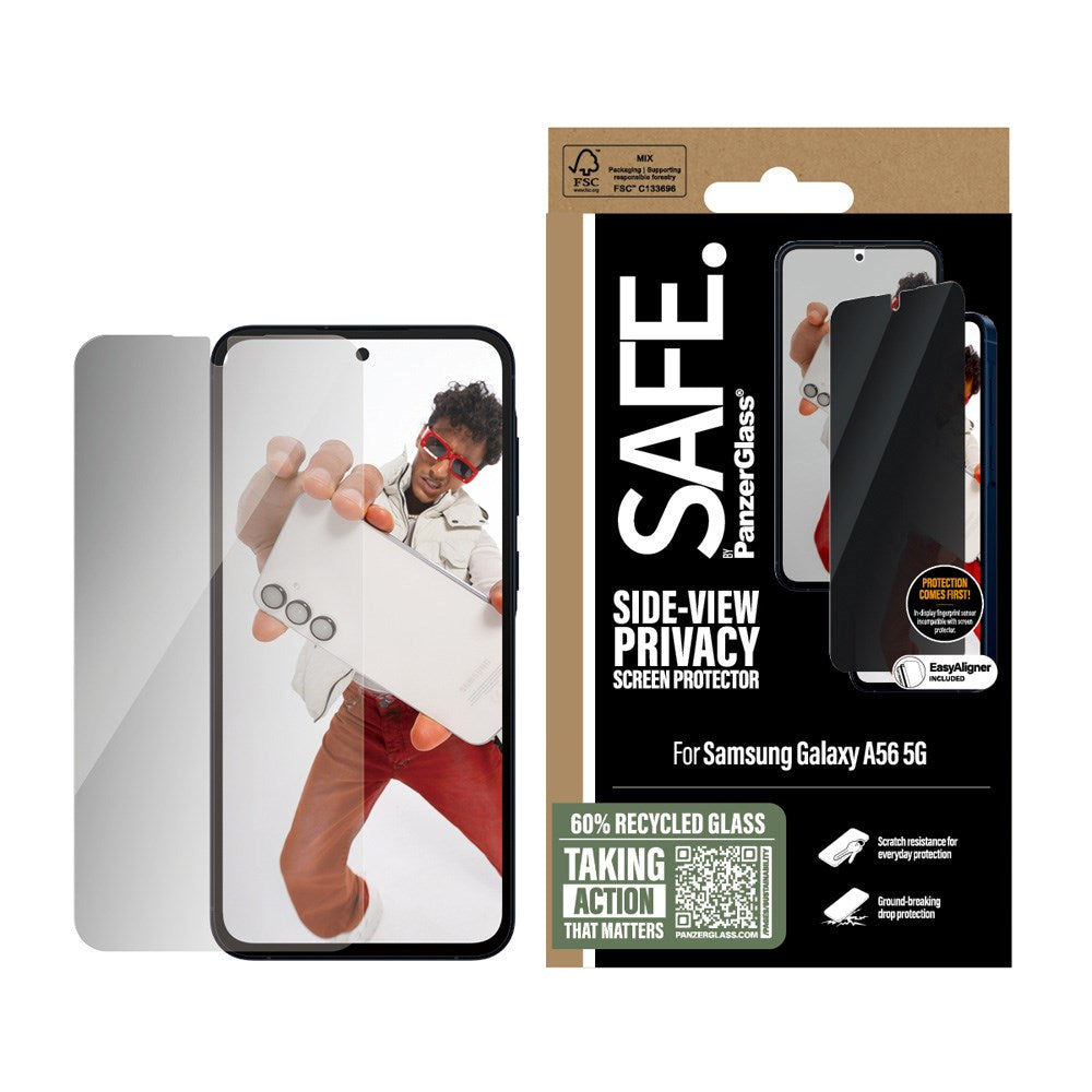 Samsung Galaxy A56 (5G) - SAFE by PanzerGlass - Ultra-Wide Fit-skjermbeskytter - Personvernfunksjon - Gjennomsiktig