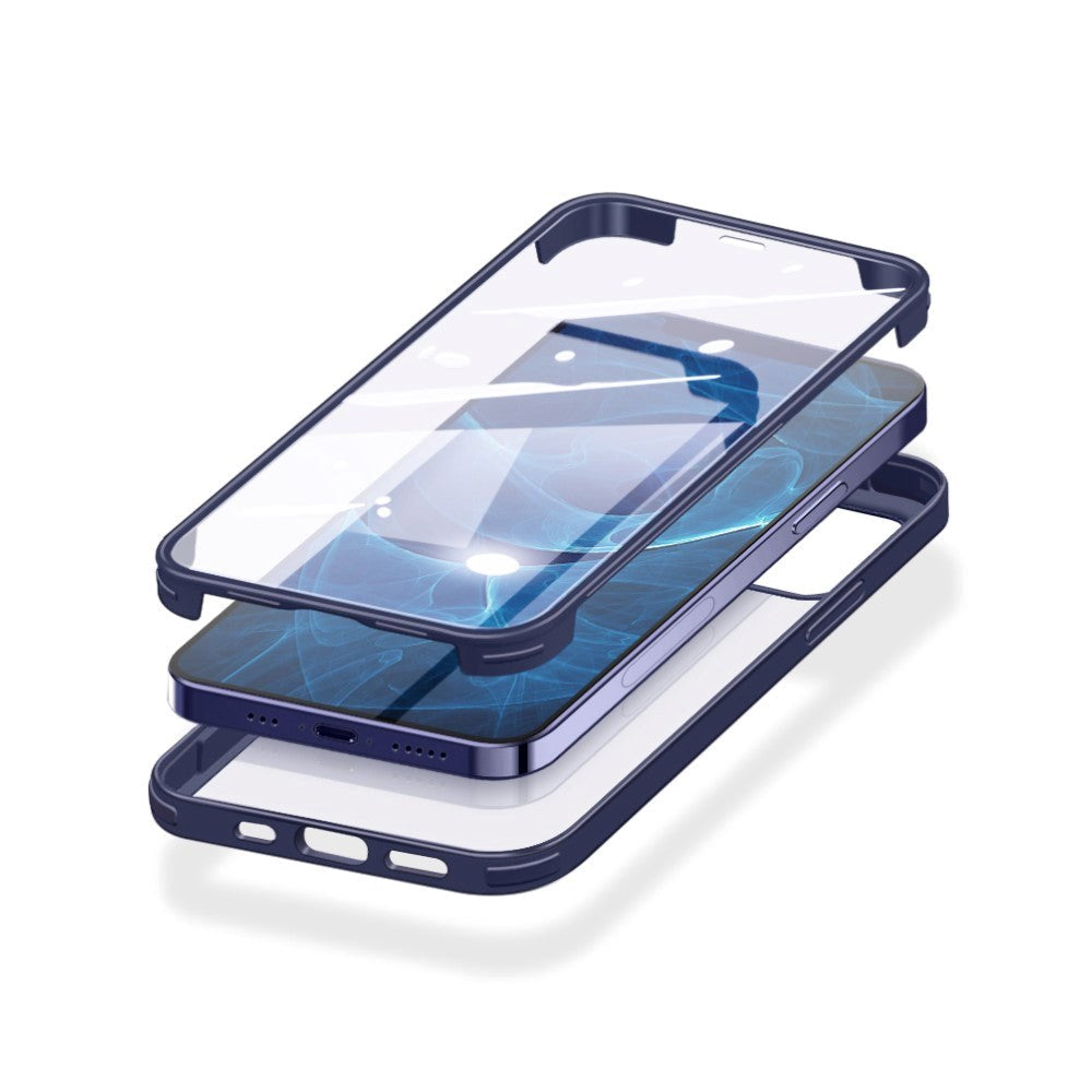 iPhone 12 / 12 Pro 360° Hybrid Deksel m. Glass bak og front - svart