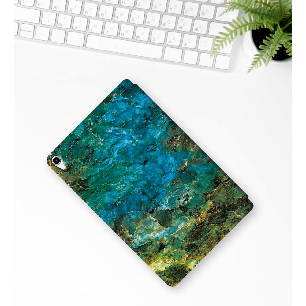 iPad Air (2019) / Pro 10,5" Tri-Fold Flip-deksel - Marmor - Blå / Grønn