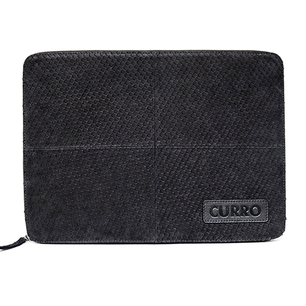 CURRO ekte skinnhylse 14-15'' (35,5 x 25,5 cm) - Snake Skin Edition - Svart