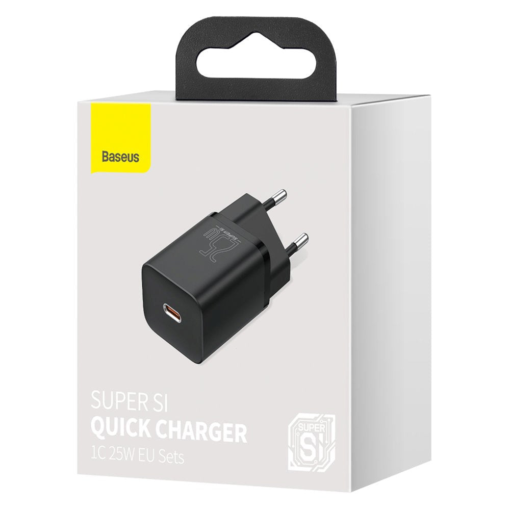 Baseus Super Si 25W Vægoplader med USB-C Quick Charge - Sort