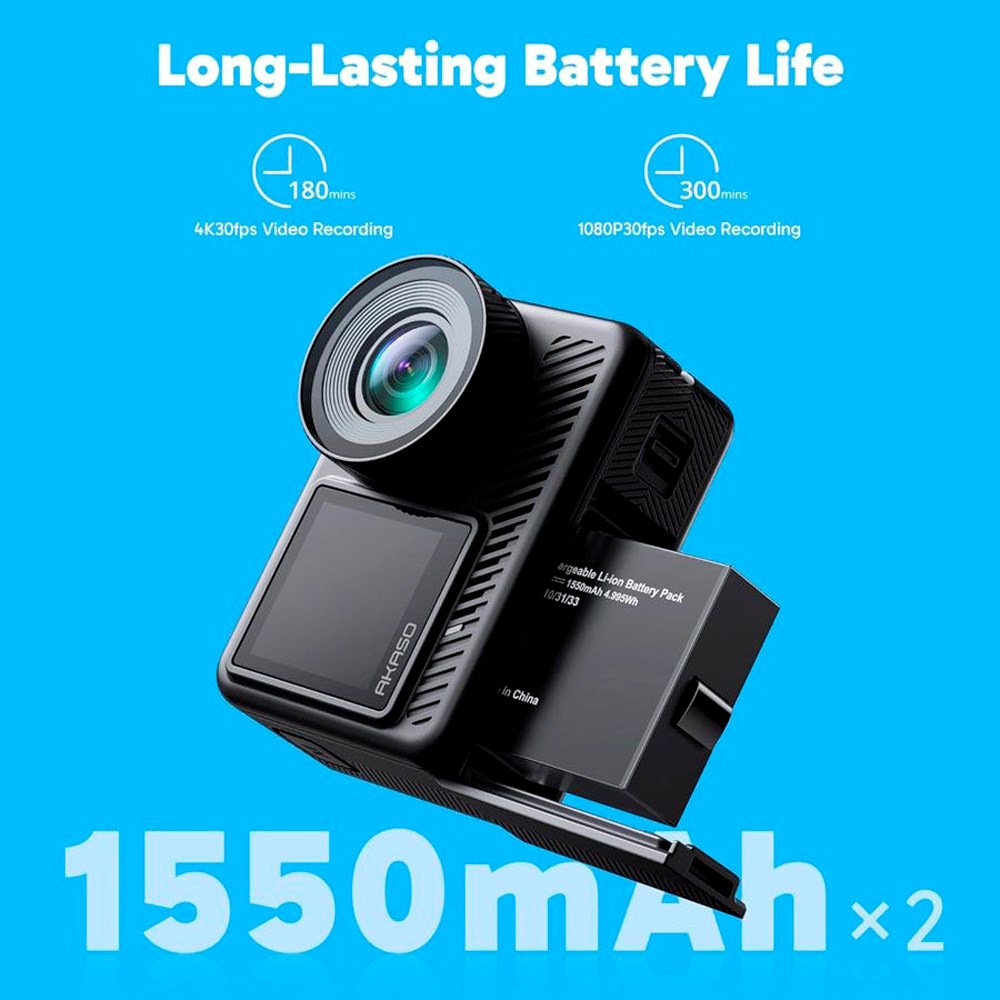 Vanntett actionkamera - Akaso Brave 8 Lite 4K 60FPS Ultra HD - Svart