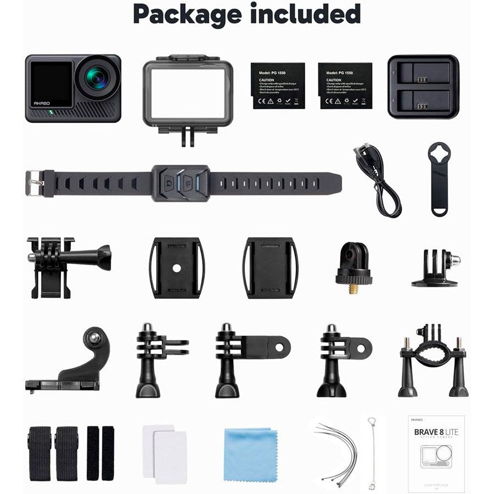 Vanntett actionkamera - Akaso Brave 8 Lite 4K 60FPS Ultra HD - Svart