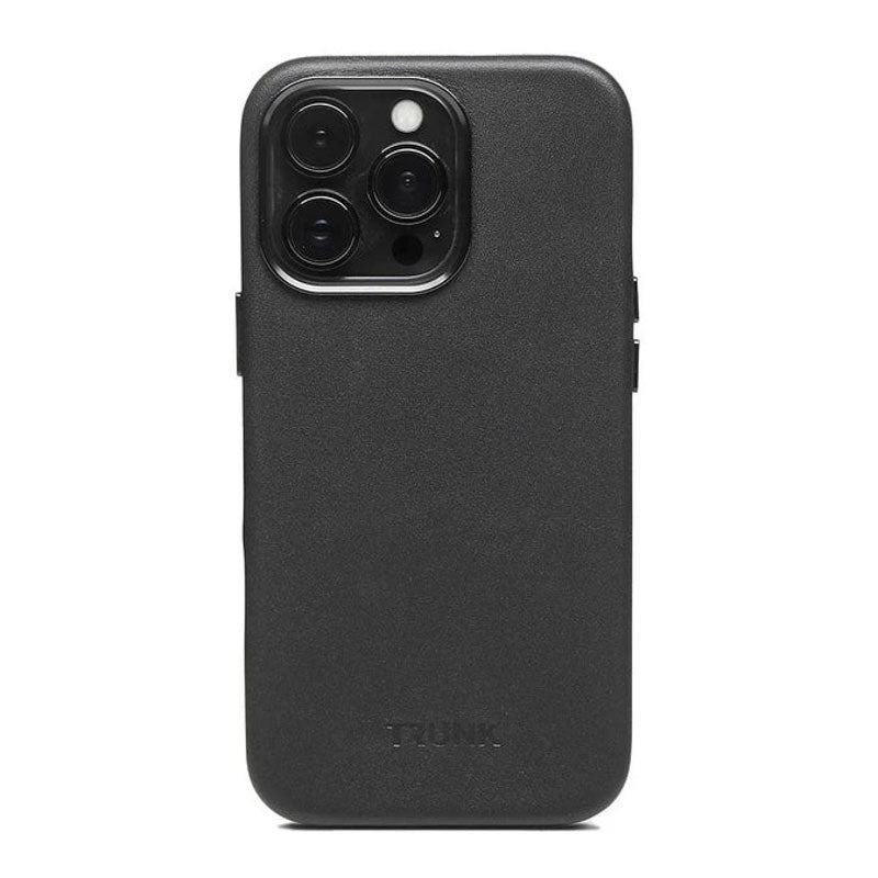 iPhone 13 Pro Trunk Ægte Læder Bagside Cover - Sort