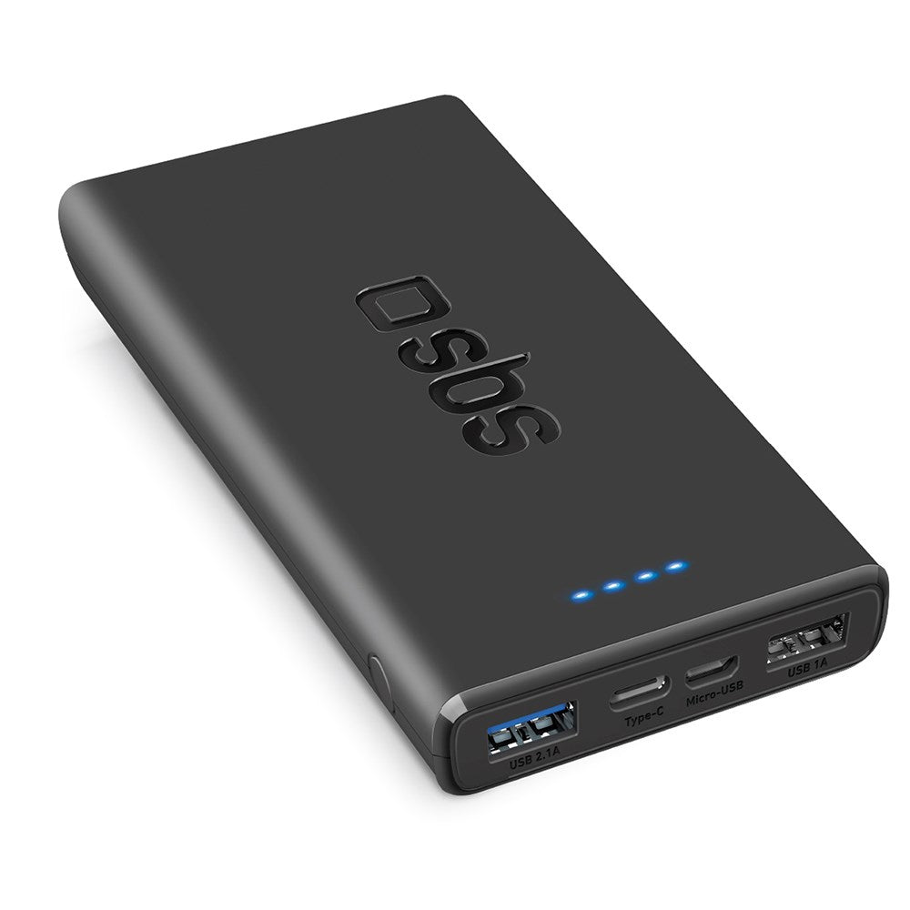SBS Powerbank etc. 2x USB-A & 1x USB-C 10W - 10 000 mAh - Svart