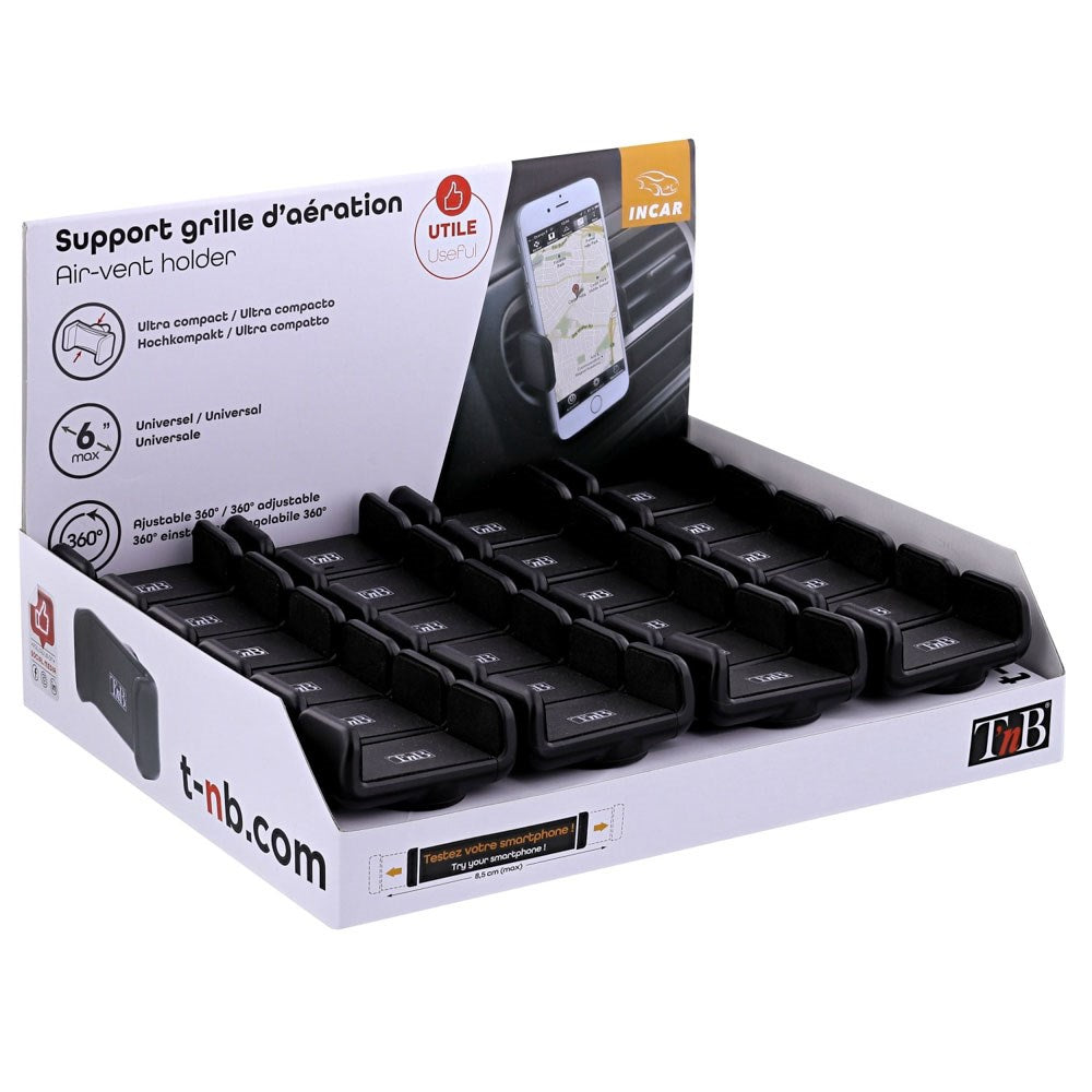 T'NB Mobilholder til Bil - Ventilationsanlæg - Sort