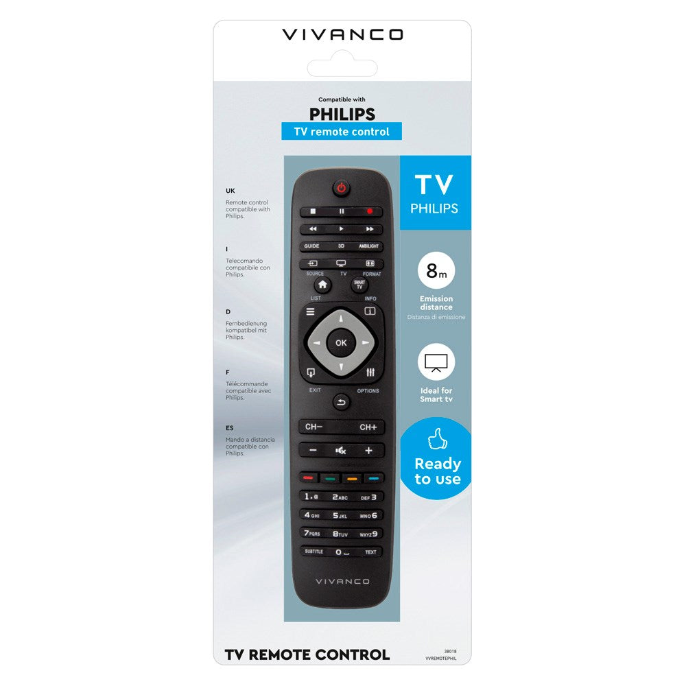 Vivanco Philips Fjernbetjening til TV - Sort