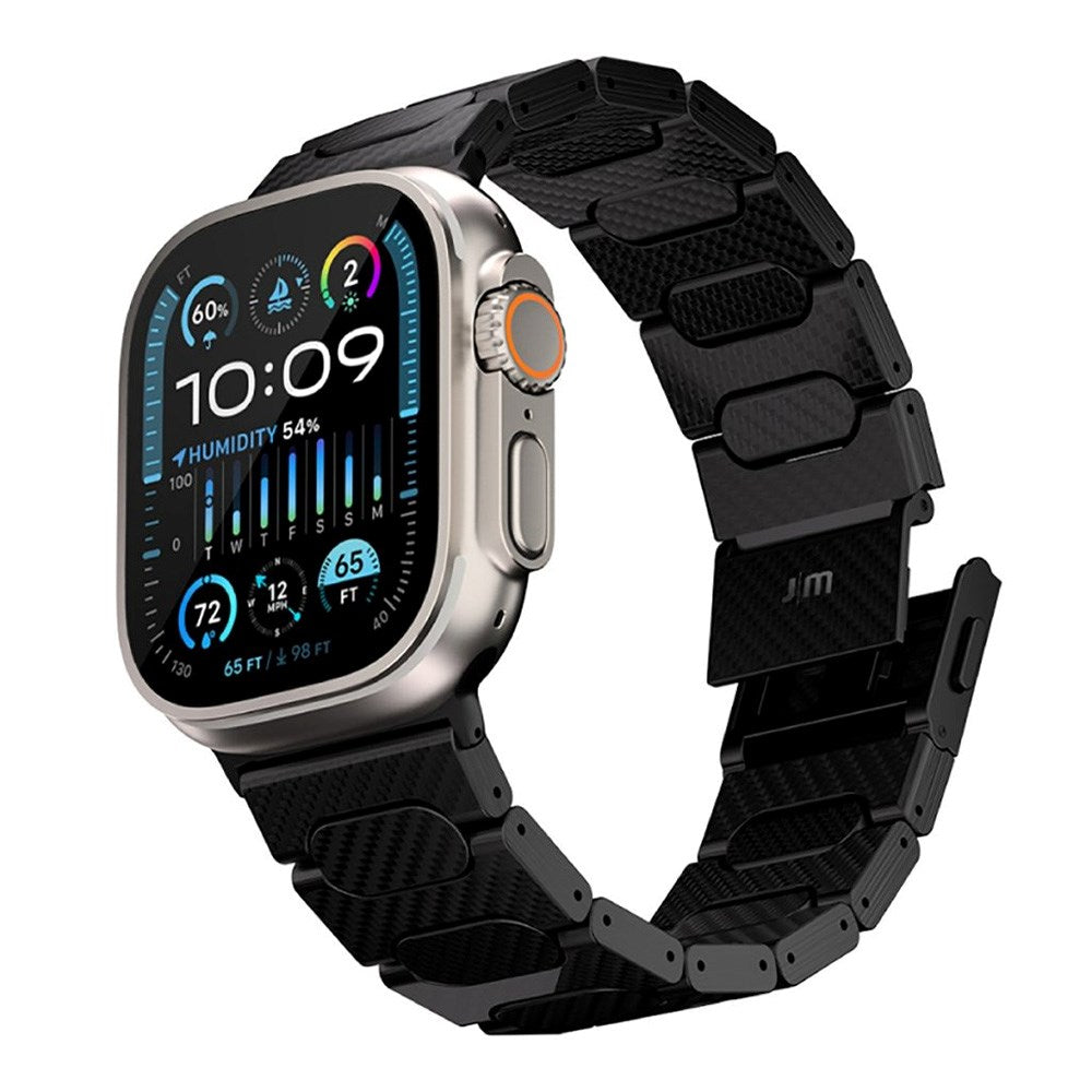 Apple Watch (42/44/SE/45/46/49 mm) Just Mobile Genuine Carbon Fiber Watch-rem - Svart