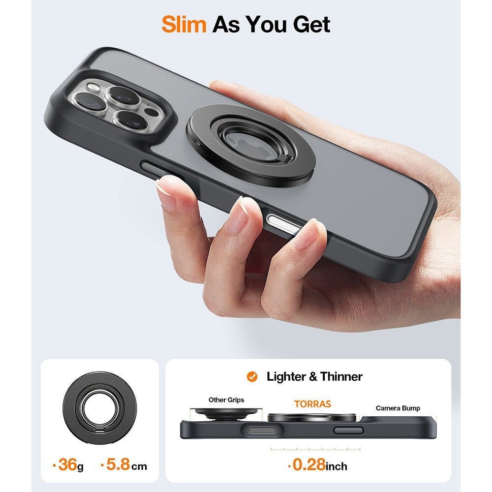 TORRAS - Fingerring m. Ståfunktion - MagSafe Kompatibel - Mørkegrå