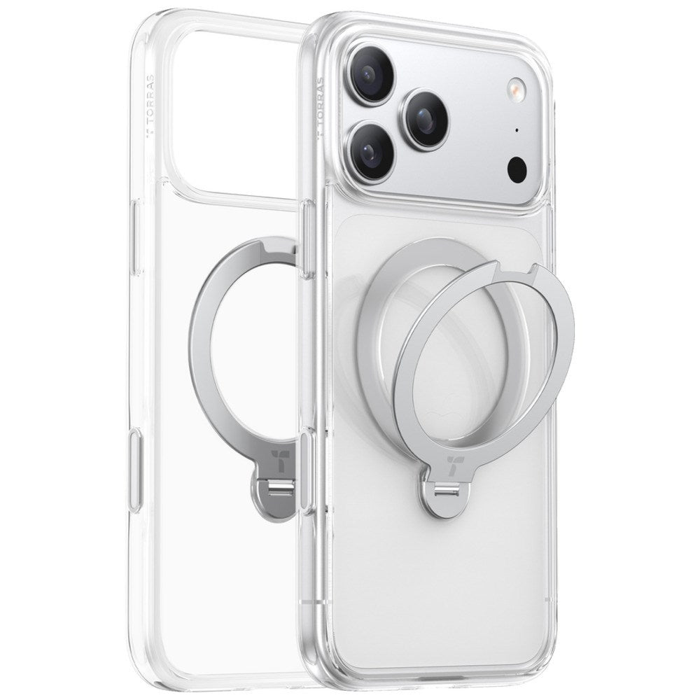 iPhone 18 Pro / 17 Pro TORRAS Ostand Q3 Spin Bagside Cover - MagSafe Kompatibel - Gennemsigtig