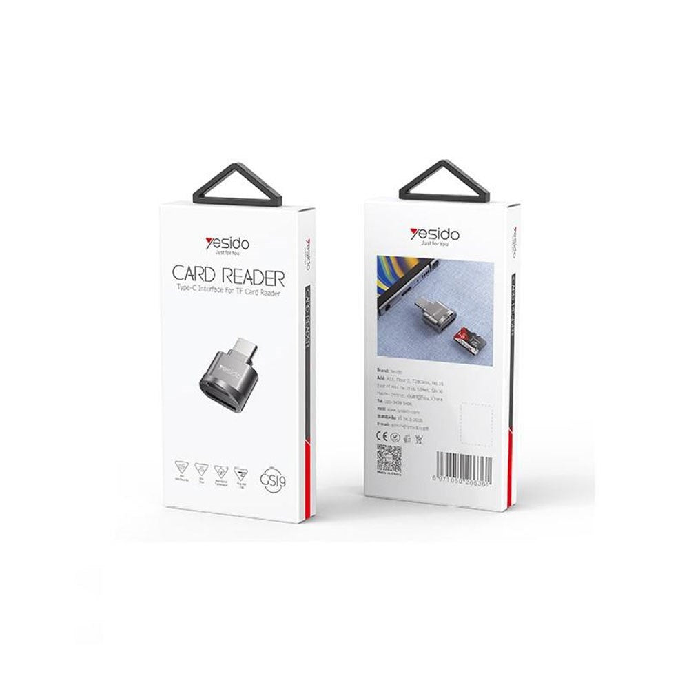 Yesido MicroSD Kortlæser Adapter - USB-C - Grå