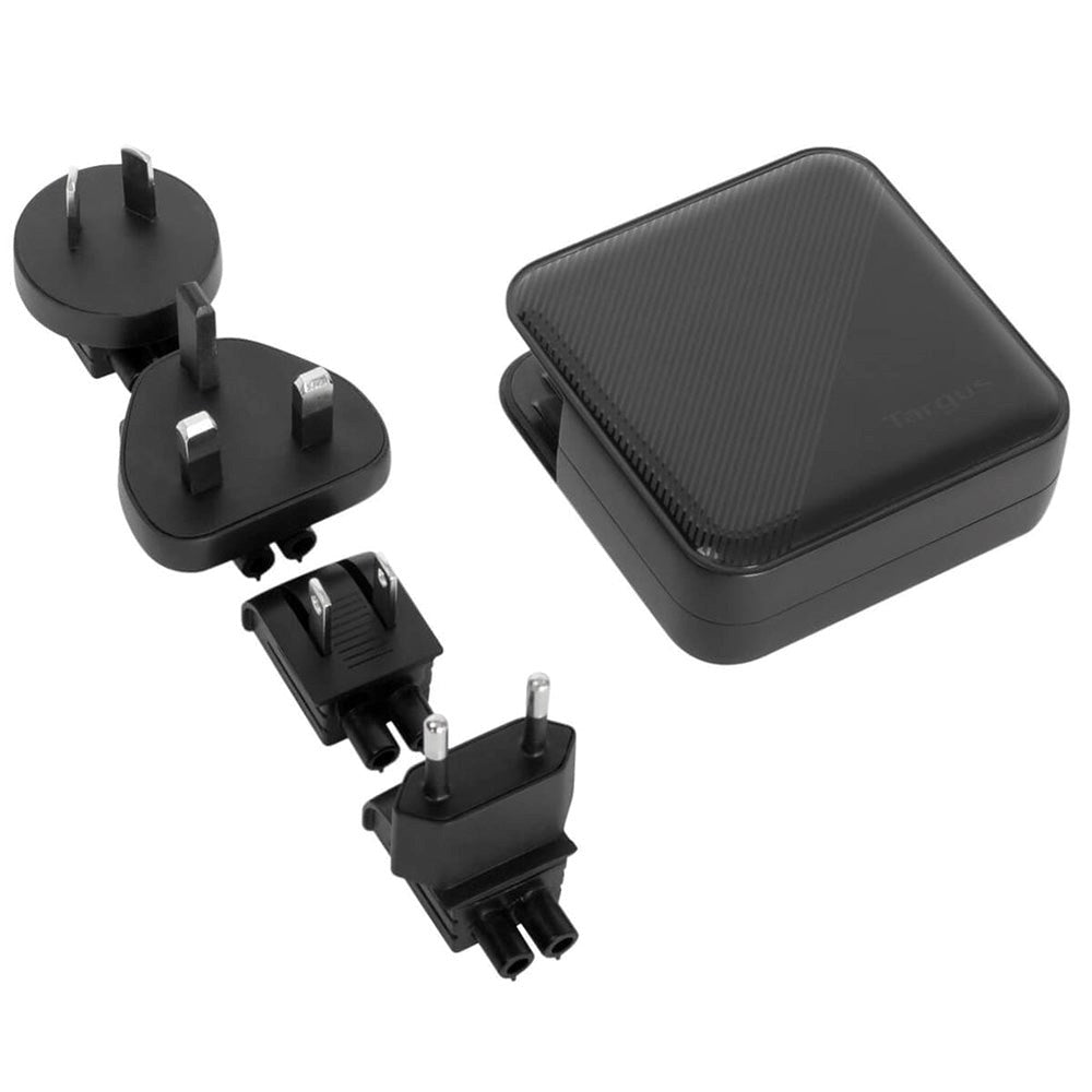Targus 100W GaN PD Vægoplader m. 2 x USB-C, 2 x USB-A og Rejseadaptere - Sort