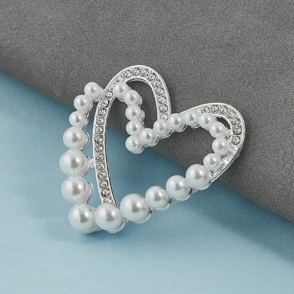 Hjerteformet 3D Klistermærke til Mobil - Sølv / Hvid