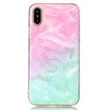 iPhone X / Xs-deksel Rosa og grønt marmortrykk