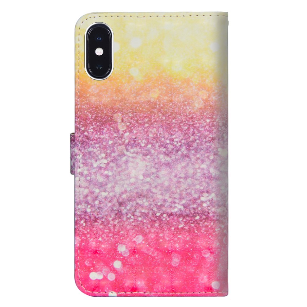 EIDERWOOD iPhone XR Leather Flip Cover m. Lommebok og stropp - Fargerik glimt
