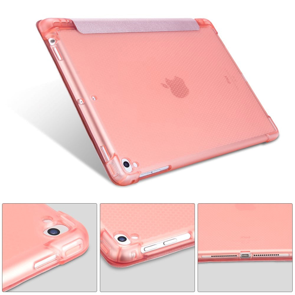 iPad 9.7 (2018-2017) / iPad Air / iPad Air 2 Tri-Fold Flip Cover m. Fleksibel rygg - Rose gull