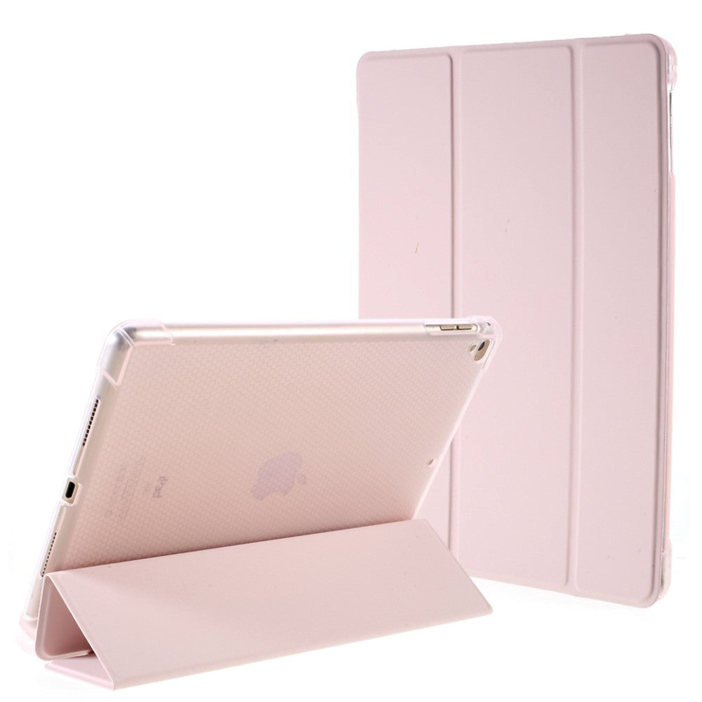 iPad 9.7 (2018-2017) / iPad Air / iPad Air 2 Tri-Fold Flip Cover m. Fleksibel rygg - Rosa