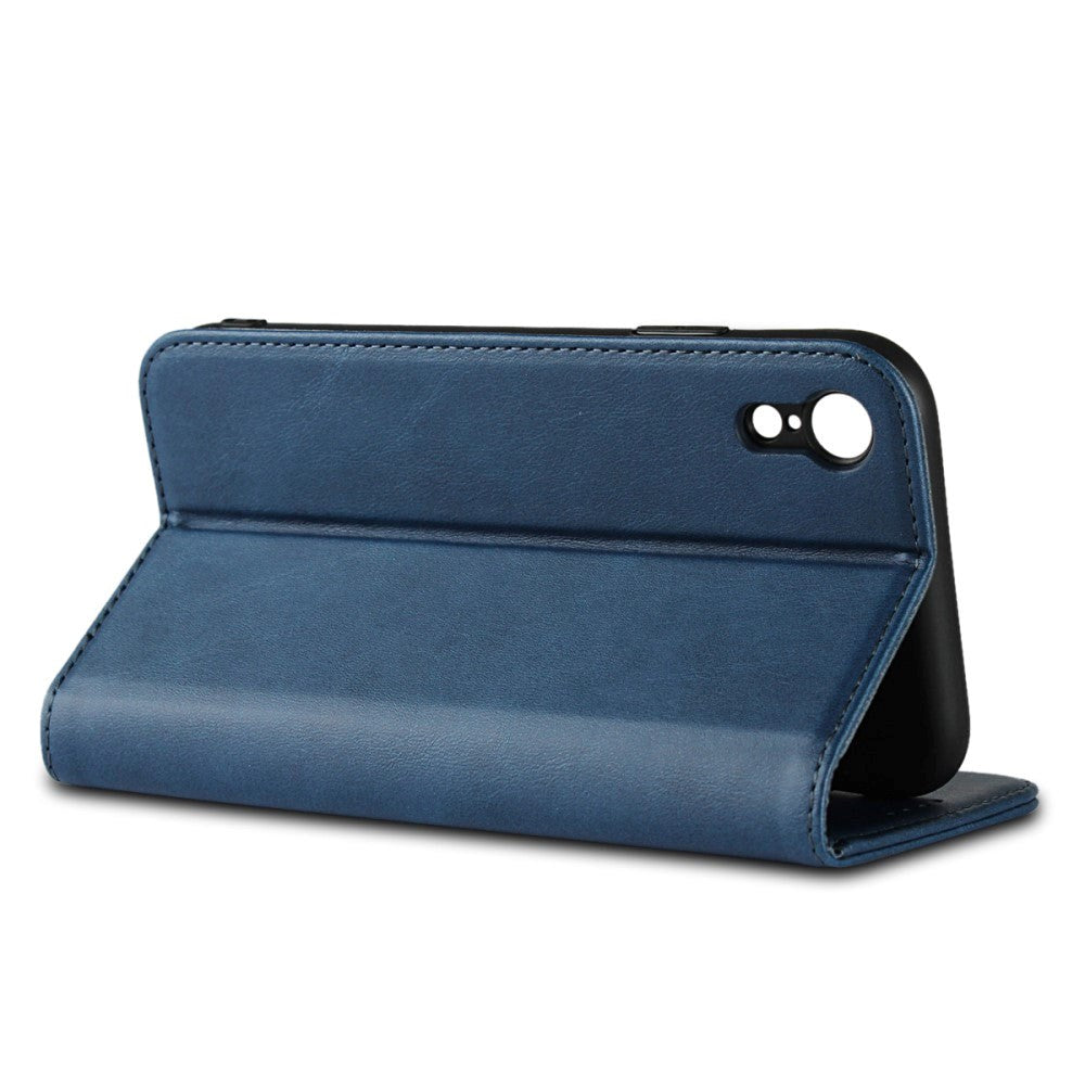 iPhone XR Smart Leather Flip Cover m. Lommebok - Blå