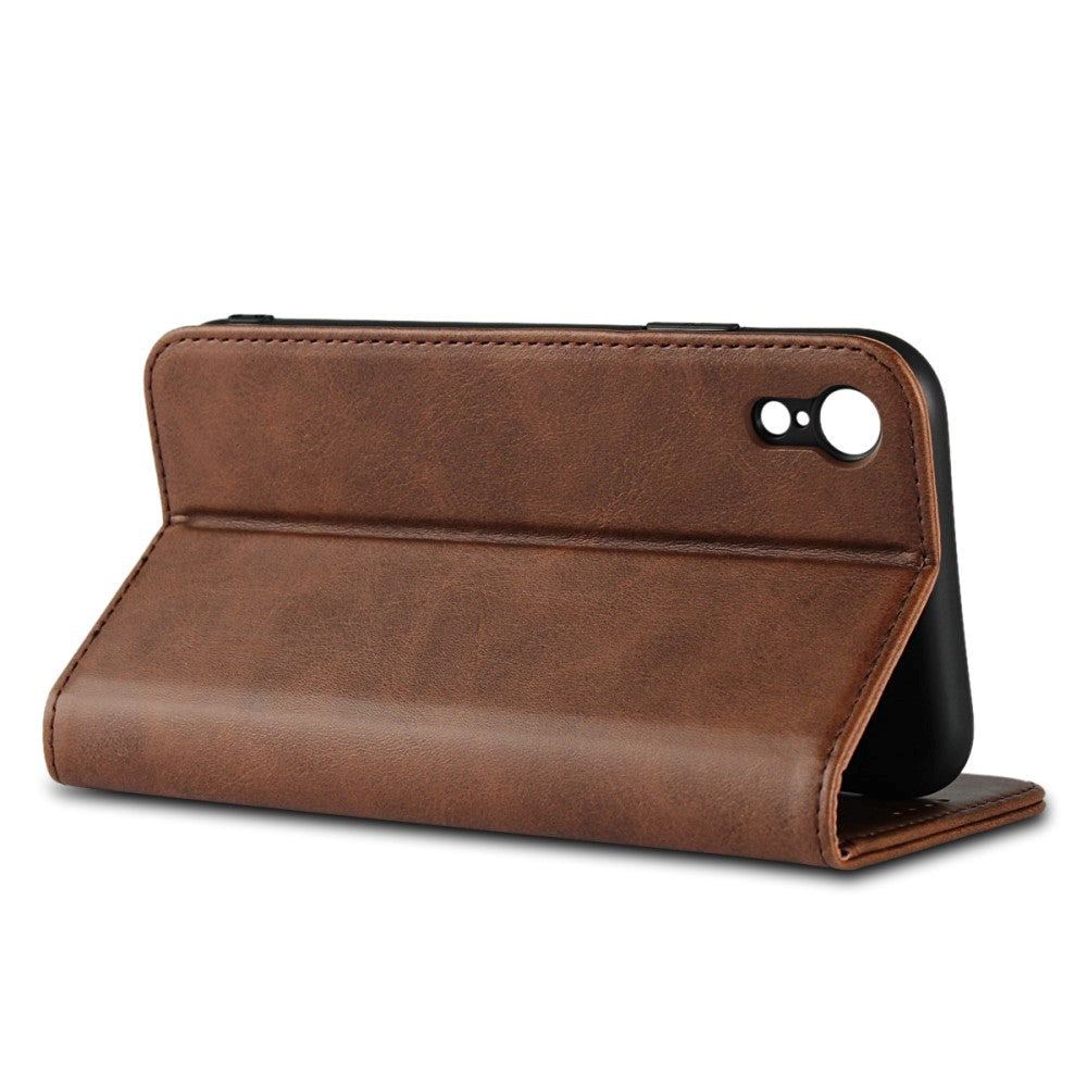 iPhone XR Smart Leather Flip Cover m. Lommebok - Mørkebrun