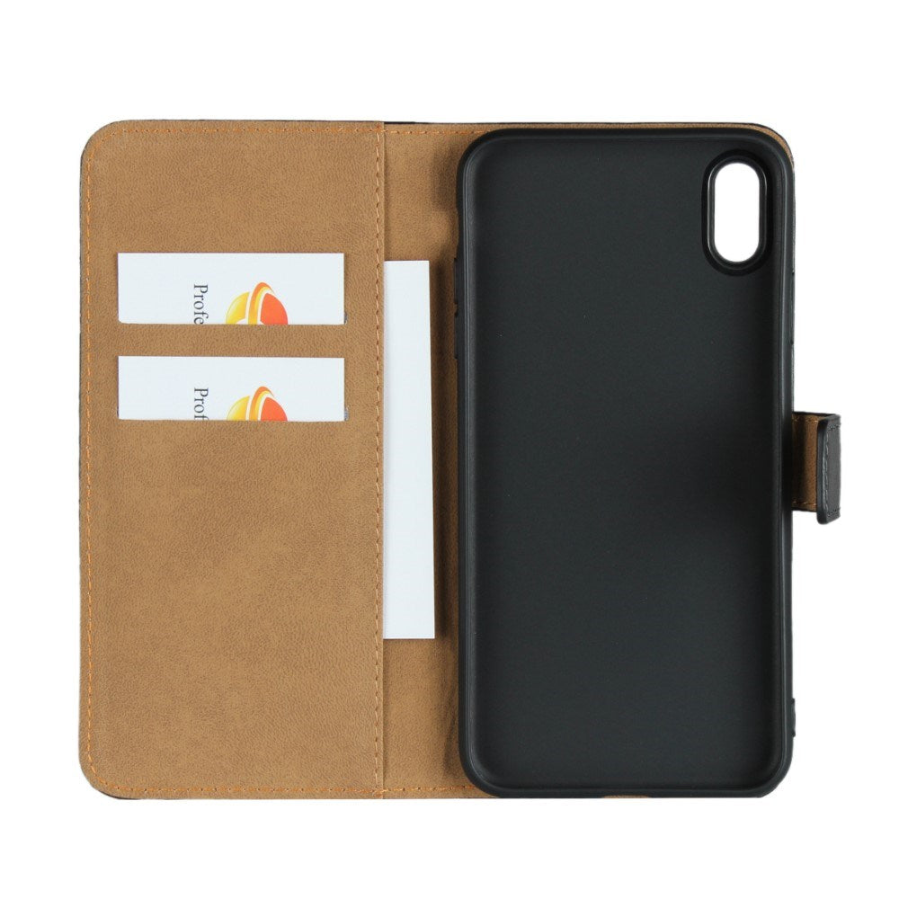 EIDERWOOD iPhone XS Max Leather Flip Cover m. Lommebok og stativfunksjon - svart